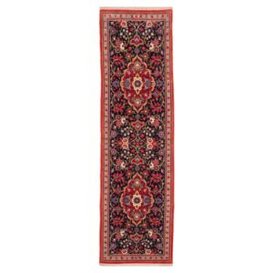 Hand-Knotted Persian Qom Ava Runner Rug (Classical Floral Medallion) – Red Kork Wool