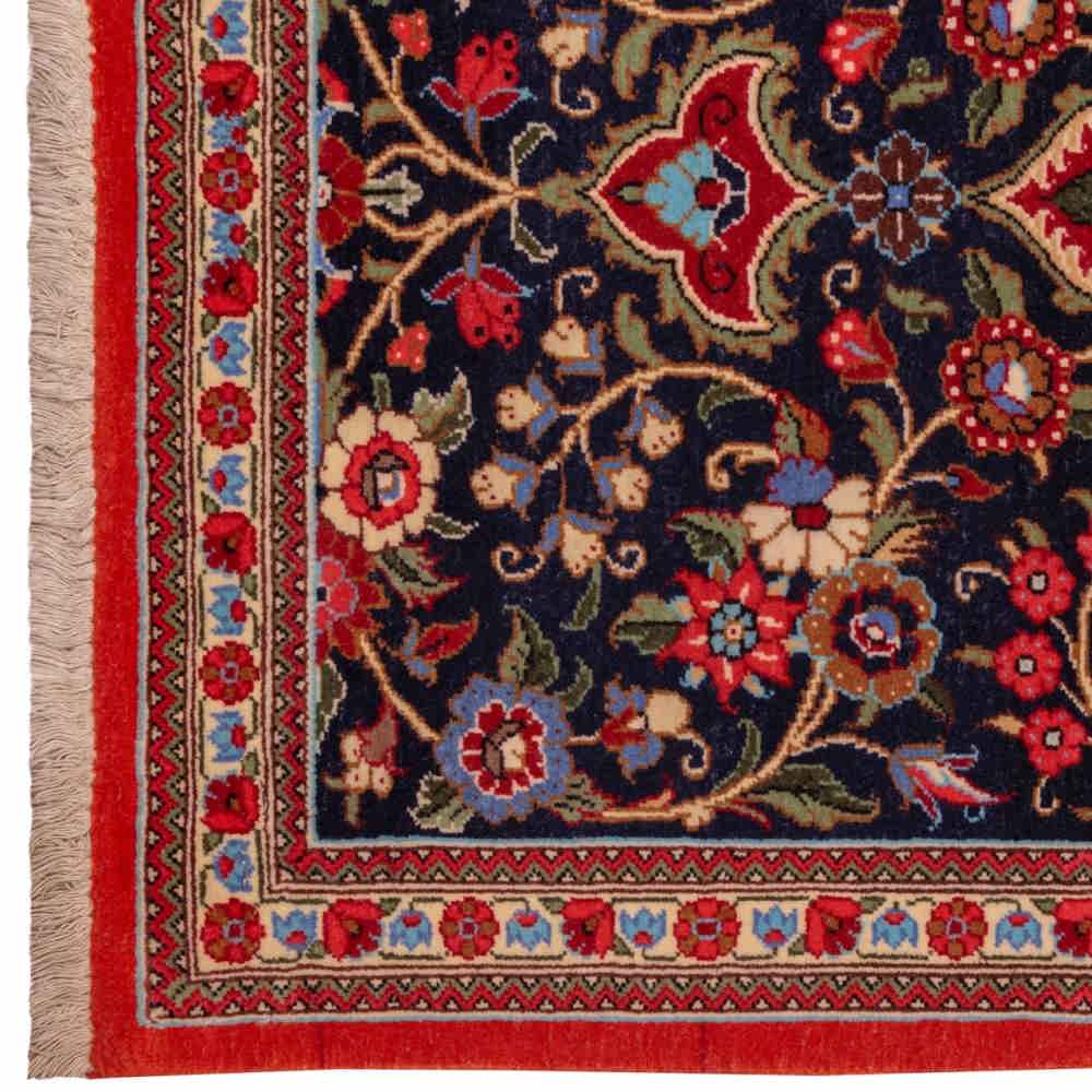 Hand-Knotted Persian Qom Ava Runner Rug (Classical Floral Medallion) – Red Kork Wool