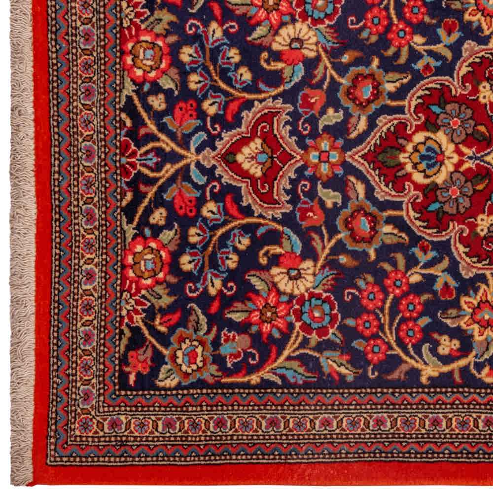 Hand-Knotted Persian Qom Sahra Runner Rug (Classical Floral Medallion) – Red Kork Wool