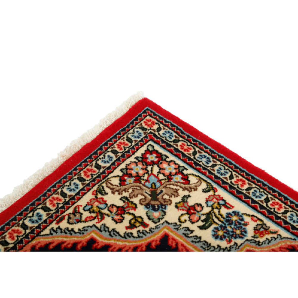 Hand-Knotted Persian Isfahan Shahreza Runner Rug (Classical Floral Medallion) – Black Wool