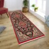 Hand-Knotted Persian Isfahan Shahreza Runner Rug (Classical Floral Medallion) - Black Wool