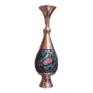 Decorative Copper Vase Hand-Painted with Persian Minakari Enamel, Featuring the Fariba Model with a Beautiful Floral Pattern