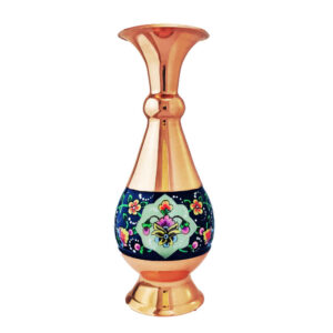 Decorative Copper Vase Hand-Painted with Persian Minakari Enamel, Featuring the Parvaz Model with an Artistic Floral Motif