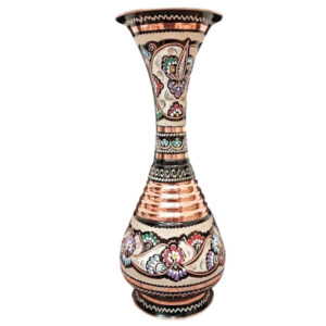 Decorative Copper Vase Hand-Painted with Persian Minakari Enamel, Featuring the Sama Model with a Beautiful Floral Pattern