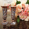 Decorative Copper Vase Hand-Painted with Persian Minakari Enamel, Featuring the Sheypoori Model in a Trumpet Silhouette with Floral Art