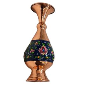Decorative Copper Vase Hand-Painted with Persian Minakari Enamel, Featuring the Sina Model with a Stunning Floral Design