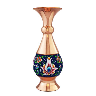 Decorative Copper Vase Hand-Painted with Persian Minakari Enamel, Featuring the Soraya Model with a Timeless Floral Design