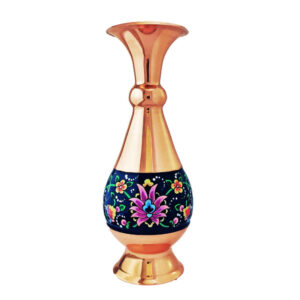 Decorative Copper Vase Hand-Painted with Persian Minakari Enamel, Featuring the Tahoora Model with a Classic Floral Pattern