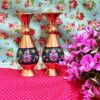 Decorative Copper Vase Hand-Painted with Persian Minakari Enamel, Featuring the Tahoora Model with a Classic Floral Pattern