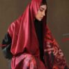 Persian Printed Silk Shawl Double Sided Artistic Calligraphy Bitab