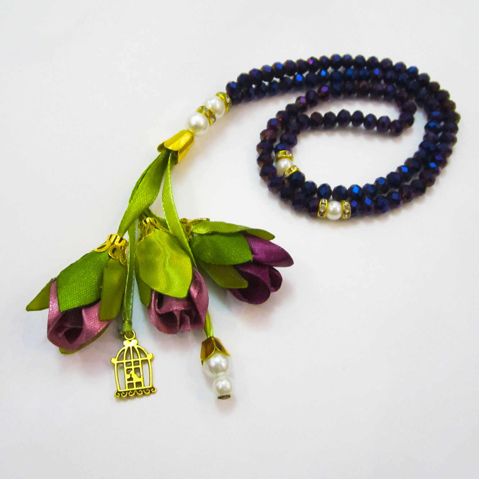 Islamic Rosary Crafted with beautiful Blue Stone Prayer Beads Tasbih with Flower Tassel