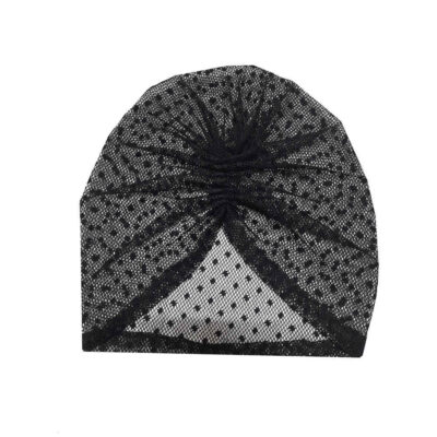 Lace Head Scarf Turban Model Polka Dots