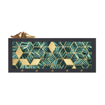 Decorative Wooden Wall Key Holder with Sepehr Design for Entryway
