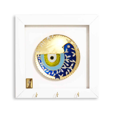 Decorative Wooden Wall Key Holder with Evil Eye Design CN45 for Entryway