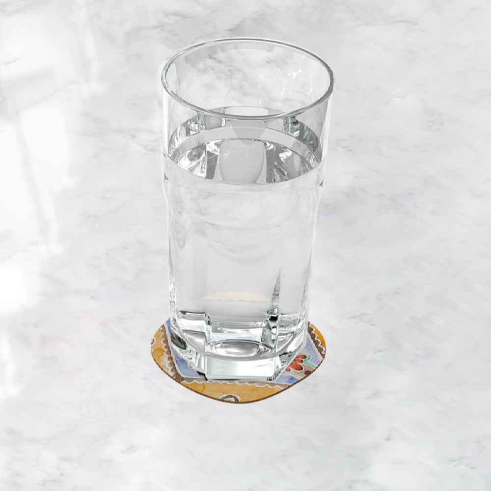 Abrang Artistic Coasters – Round Wooden Drink Protector Set
