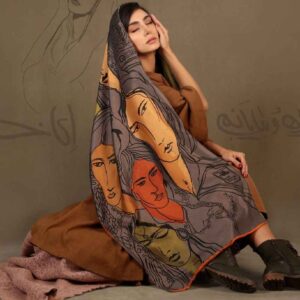Persian Printed Silk Shawl Double Sided Artistic Calligraphy Leyli