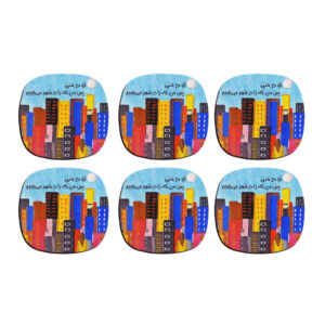 Shahr Persian Calligraphy Coasters – Round Wooden Drink Protector Set