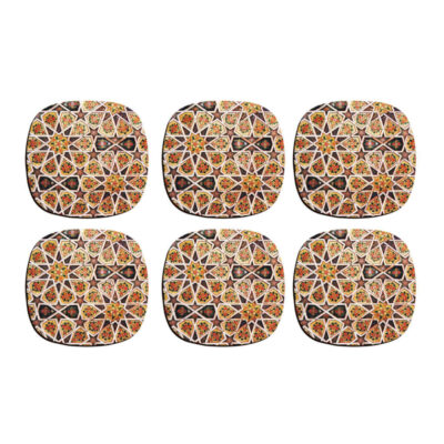 Traditional Persian Geometric Coasters – Round Wooden Artistic Set