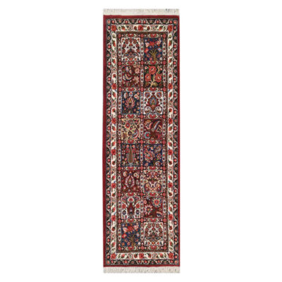 Hand-Knotted Persian Bakhtiyari Arezoo Runner Rug (Bakhtiari Garden Panel) - Black Wool
