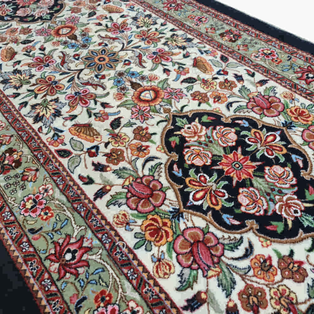 Hand-Knotted Persian Bijar Arvand Runner Rug (Classical Floral Medallion) – Black Wool