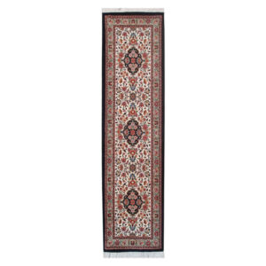 Hand-Knotted Persian Bijar Arvand Runner Rug (Classical Floral Medallion) – Black Wool