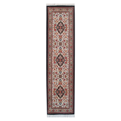 Hand-Knotted Persian Bijar Arvand Runner Rug (Classical Floral Medallion) - Black Wool