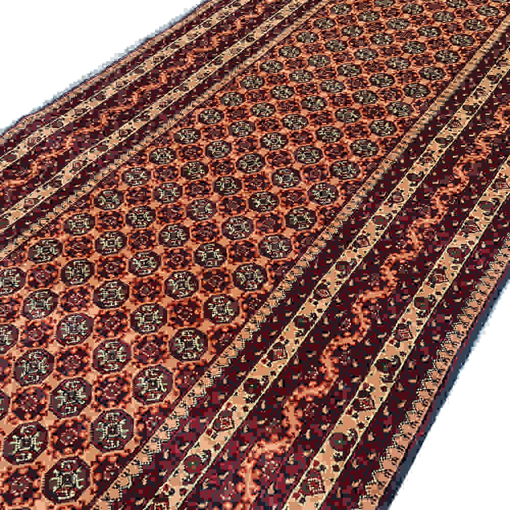 Hand-Knotted Persian Kamand Runner Rug (Tribal All-over Mahi / Herati) – Brown Kork Wool