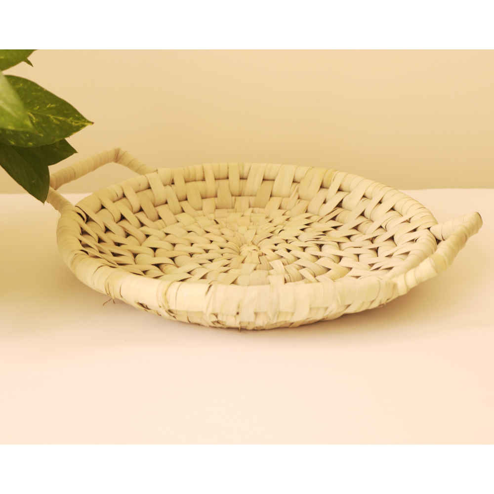 Persian Handwoven Palm Leaf Basket with Handles Model Nesa