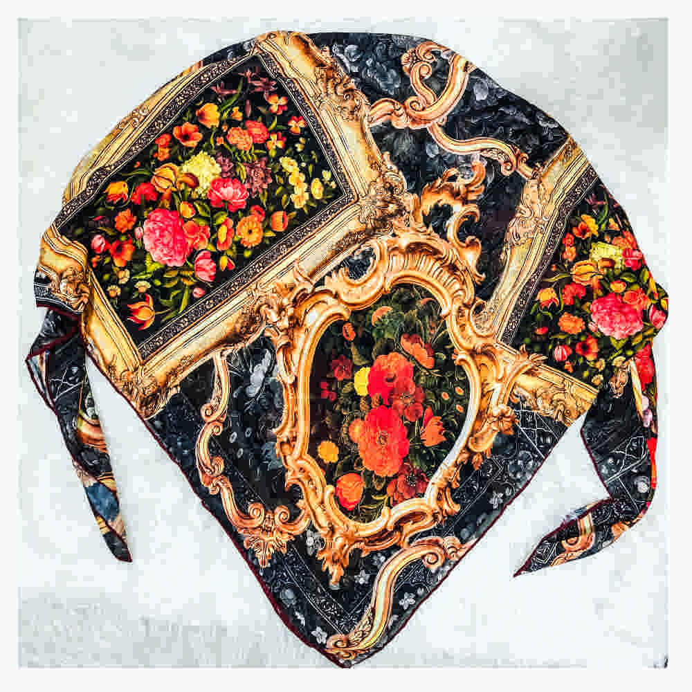 Floral Print Silk Scarf for Women – Luxe and Vibrant Taban Design