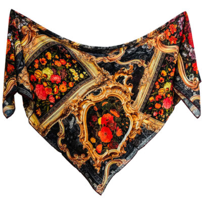 Floral Print Silk Scarf for Women - Luxe and Vibrant Taban Design