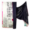Persian Printed Silk Shawl Double Sided Artistic Calligraphy Yar