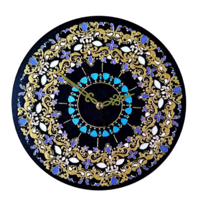 Artistic Stained Glass Wall Clock with Floral Pattern – Decorative Accent for Living Rooms and Dining Areas, Model Khoram