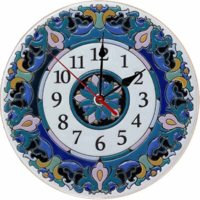 Artistic Stained Glass Wall Clock with Floral Pattern – Decorative Accent for Living Rooms and Dining Areas, Model Mina
