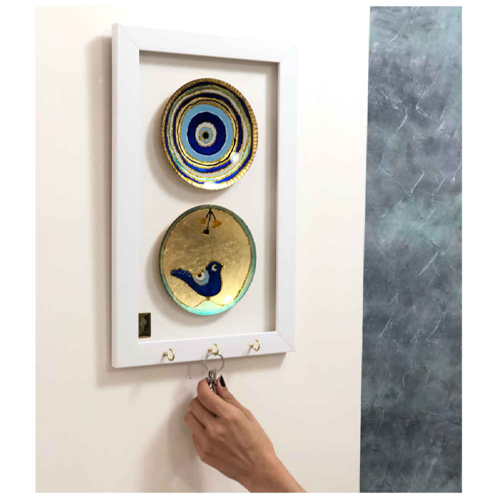 Decorative Wall Key Holder with the Deign Cheshm Nazar 02