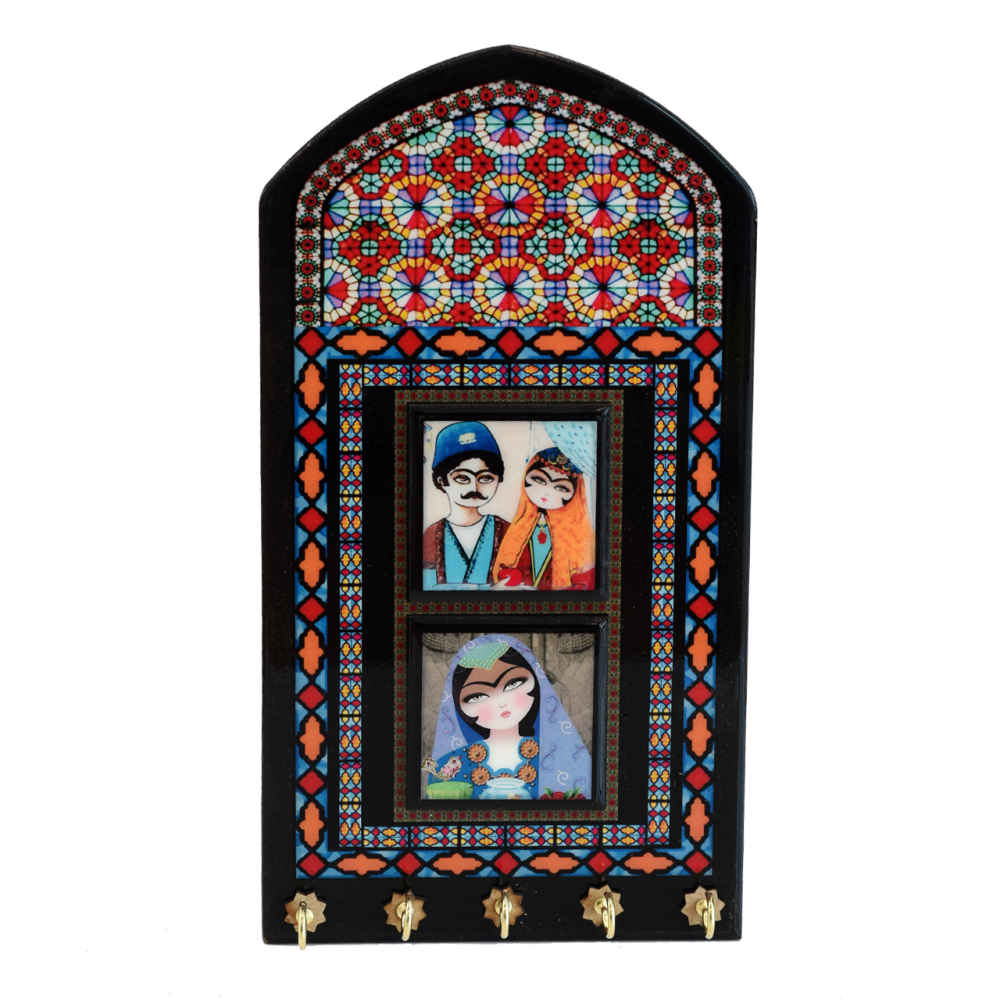 Handcrafted Persian Wooden Wall Key Holder Model Sonati