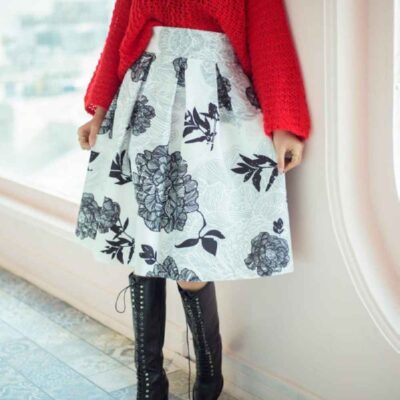 Persian Floral A Line Skirt for Women Model Peony