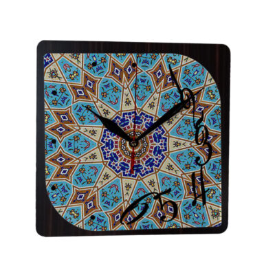 Artistic Persian Wood Wall Clock with Geometric Design – Handcrafted Decor for Living Rooms and Offices, Model Fariba