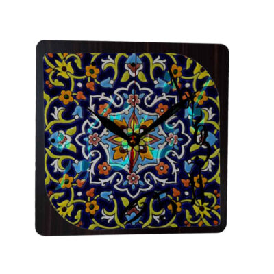 Artistic Persian Wood Wall Clock with Floral Design – Handcrafted Decor for Living Rooms and Persian-Inspired Interiors, Model Javid