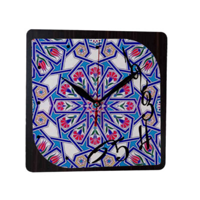 Artistic Persian Wood Wall Clock with Geometric Design – Handcrafted Decor for Living Rooms and Offices, Model Laleh