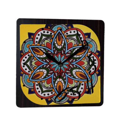 Artistic Persian Wood Wall Clock with Floral Design – Handcrafted Decor for Living Rooms and Persian-Inspired Interiors, Model Mehr