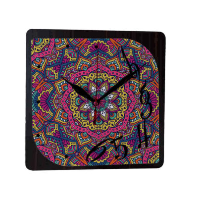 Artistic Persian Wood Wall Clock with Geometric Design – Handcrafted Decor for Living Rooms and Offices, Model Sarvar