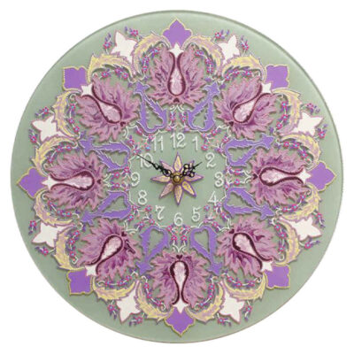 Artistic Stained Glass Wall Clock with Floral Pattern – Decorative Accent for Living Rooms and Dining Areas, Model Nasim
