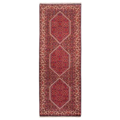 Hand-Knotted Persian Bijar Toranj Runner Rug (Traditional Mahi Medallion / Herati) - Red Wool