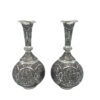 Set of Two Handcrafted Persian Engraved Copper Vases, Featuring the Kian Design with a Stunning Floral Pattern for Single Stems