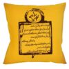 Persian Velvet Cushion Cover - Calligraphy Yellow Text Design (Set of 2)