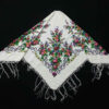 Torkaman Ethnic Scarf - Elegance and Tradition with Floral Design in White