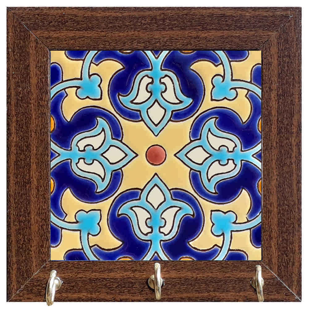 Ceramic Wall Key Holder – with Wooden Frame & Model Tile