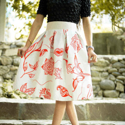 White Persian A Line Skirt for Women Model Helma