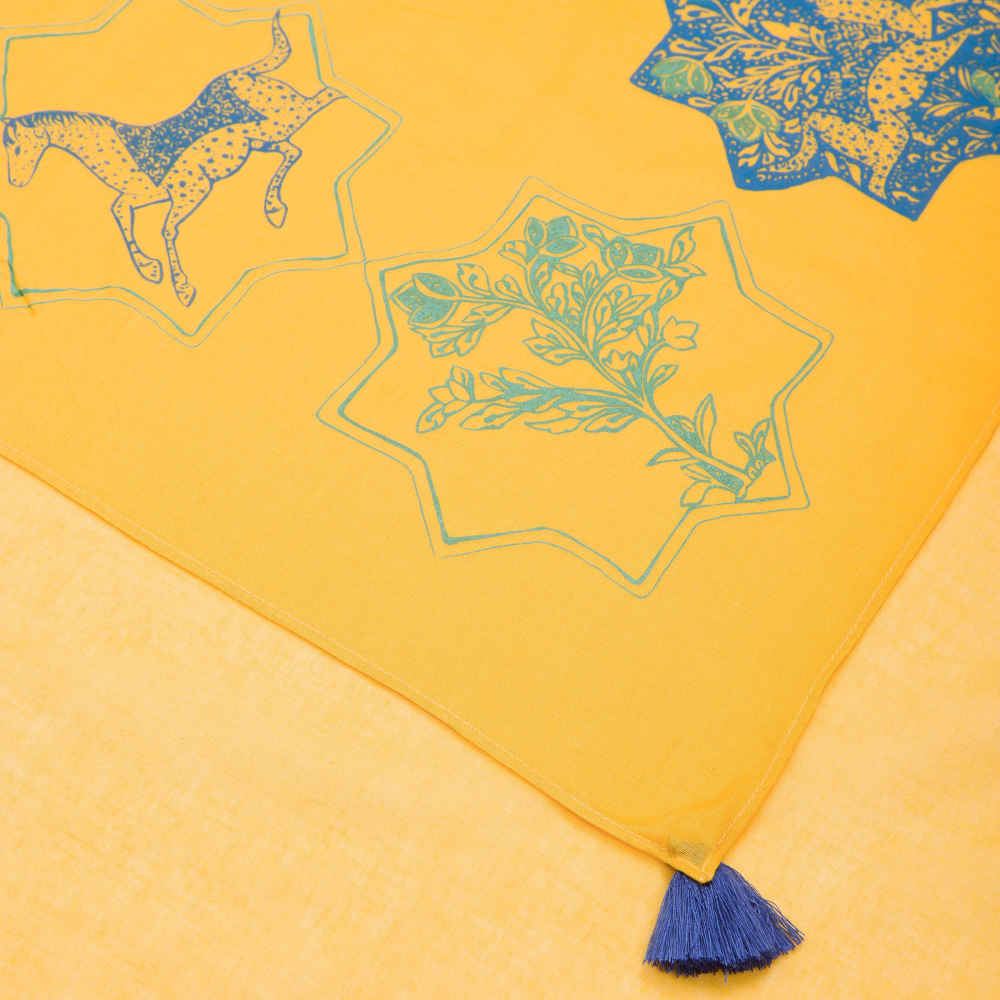 Artistic Print Summer Scarf for Women – Luxe and Vibrant Rakhsh Design
