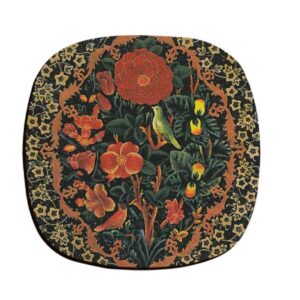 Gol Birds & Flowers Coasters – Round Persian Artistic Wooden Set